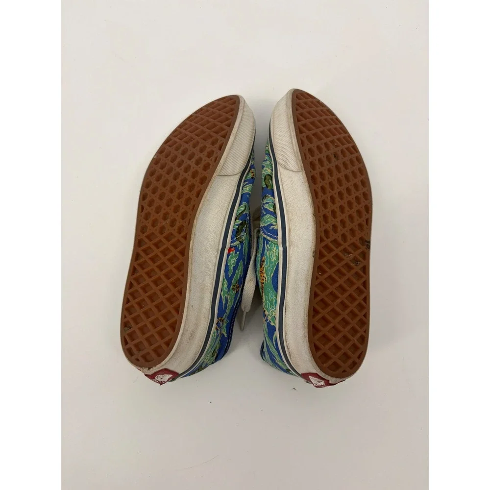 Vans Authentic Kids Size 3 Jungle Camo Tiger Snake Parrot Blue Canvas Sneakers